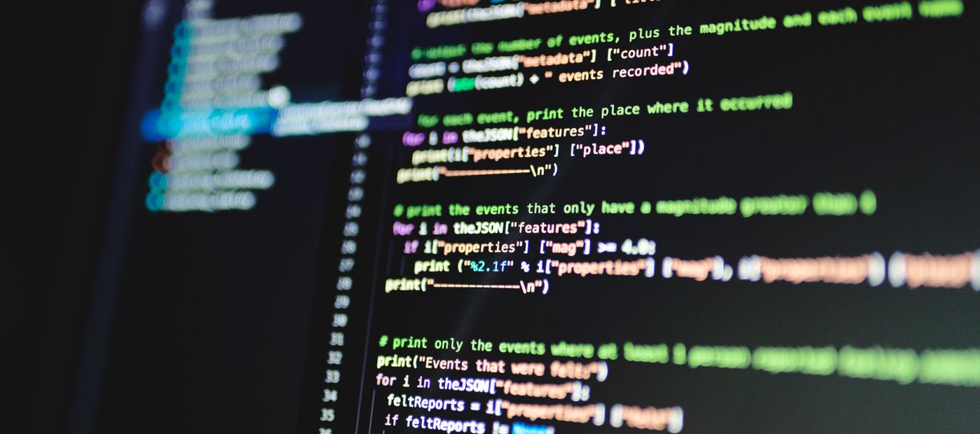 Programming code displayed on a monitor