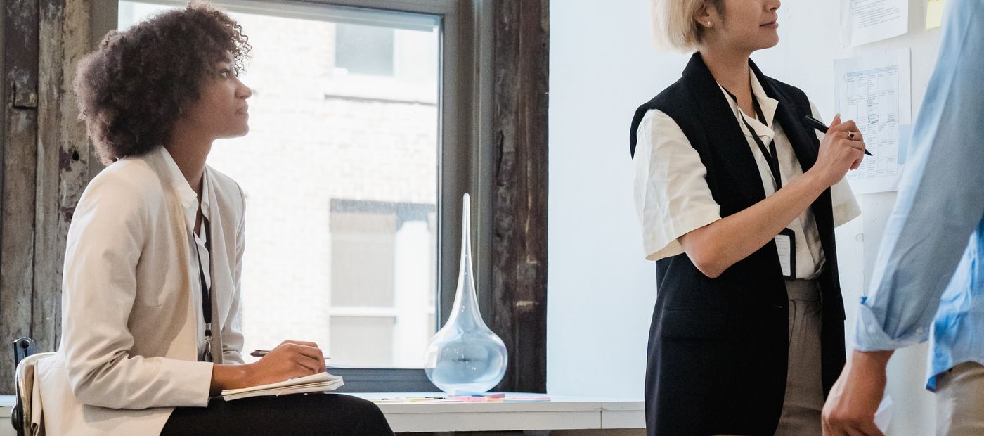 A professional team working together in an office