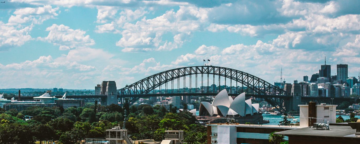 Sydney Harbour Bridge and the Opera House on a sunny day