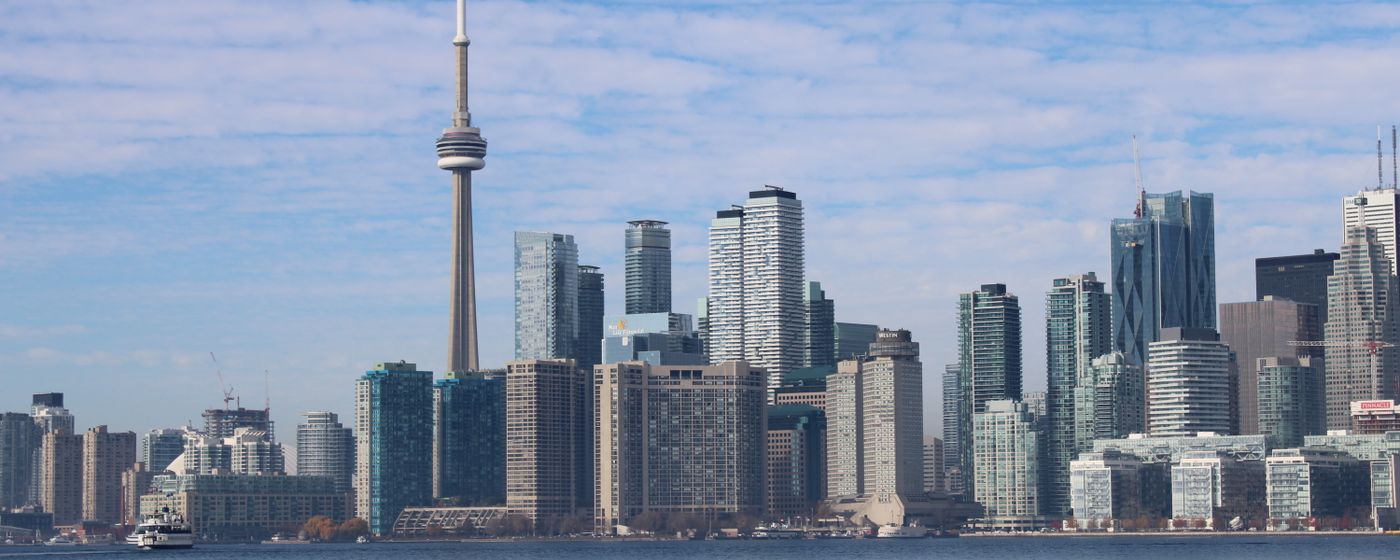 The Toronto skyline with the CN Tower, seen from the waterfront