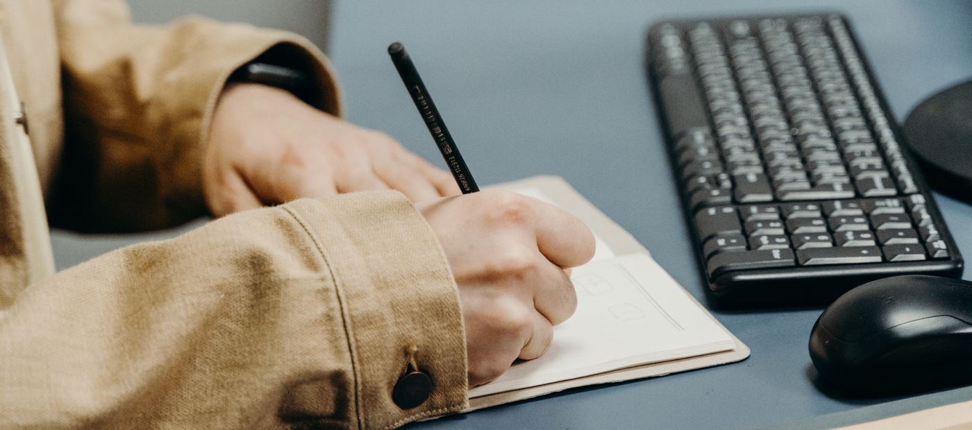 A proposal document being reviewed